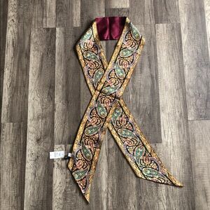 Talbots Silk Narrow Paisley Maroon Scarf NEW